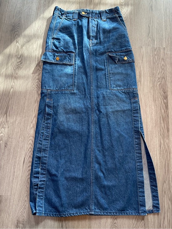 MOTHER Dresses & Skirts - MOTHER Dark Blue Denim Maxi Skirt with Cargo Details
